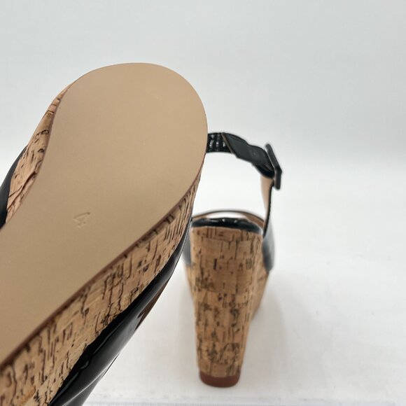 FOWT Summer Fashion Burnished Patent Leather Platform Black Wedges for Women Com - Picture 6 of 8